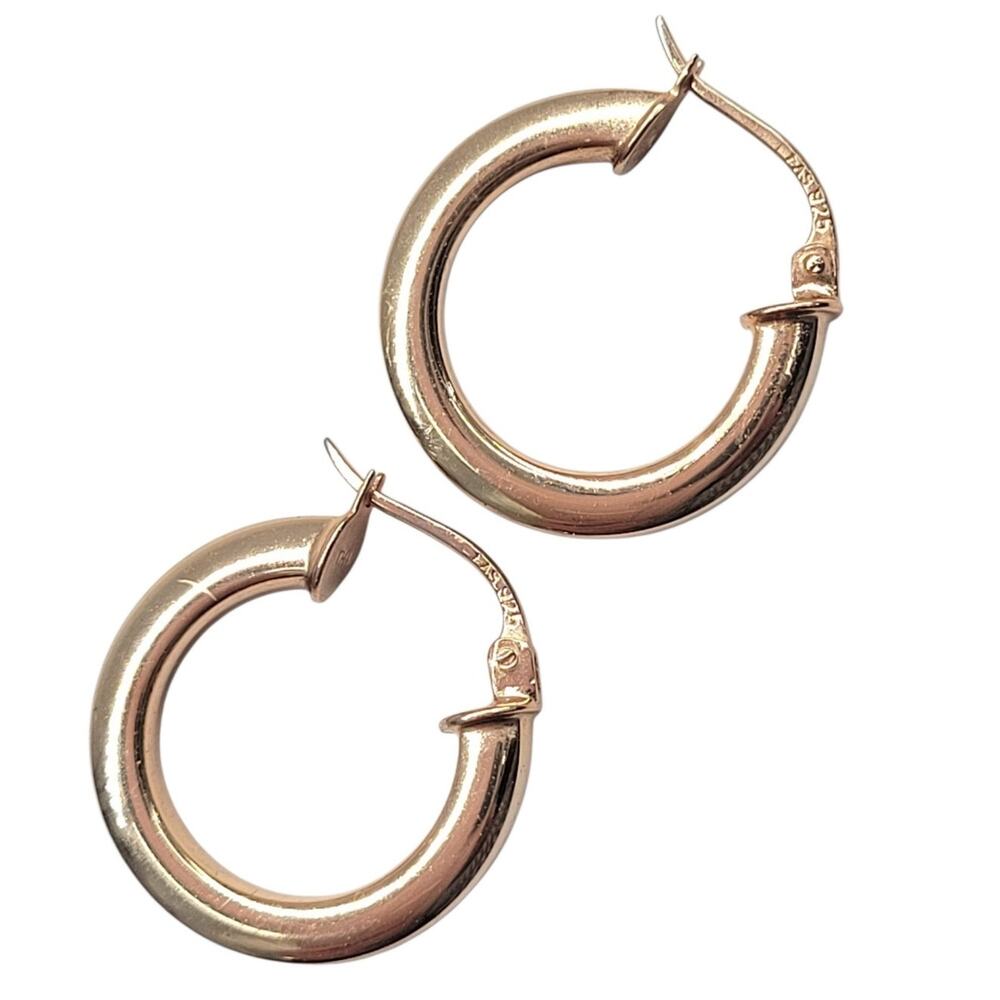 Vintage FAS Thailand 925 Gold Tone Sterling Silver Hoop Earrings Chic Bohemian